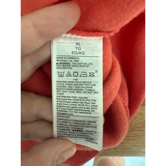 GAP Coral Sweatshirt Hoodie Size XL - Picture 5 of 7